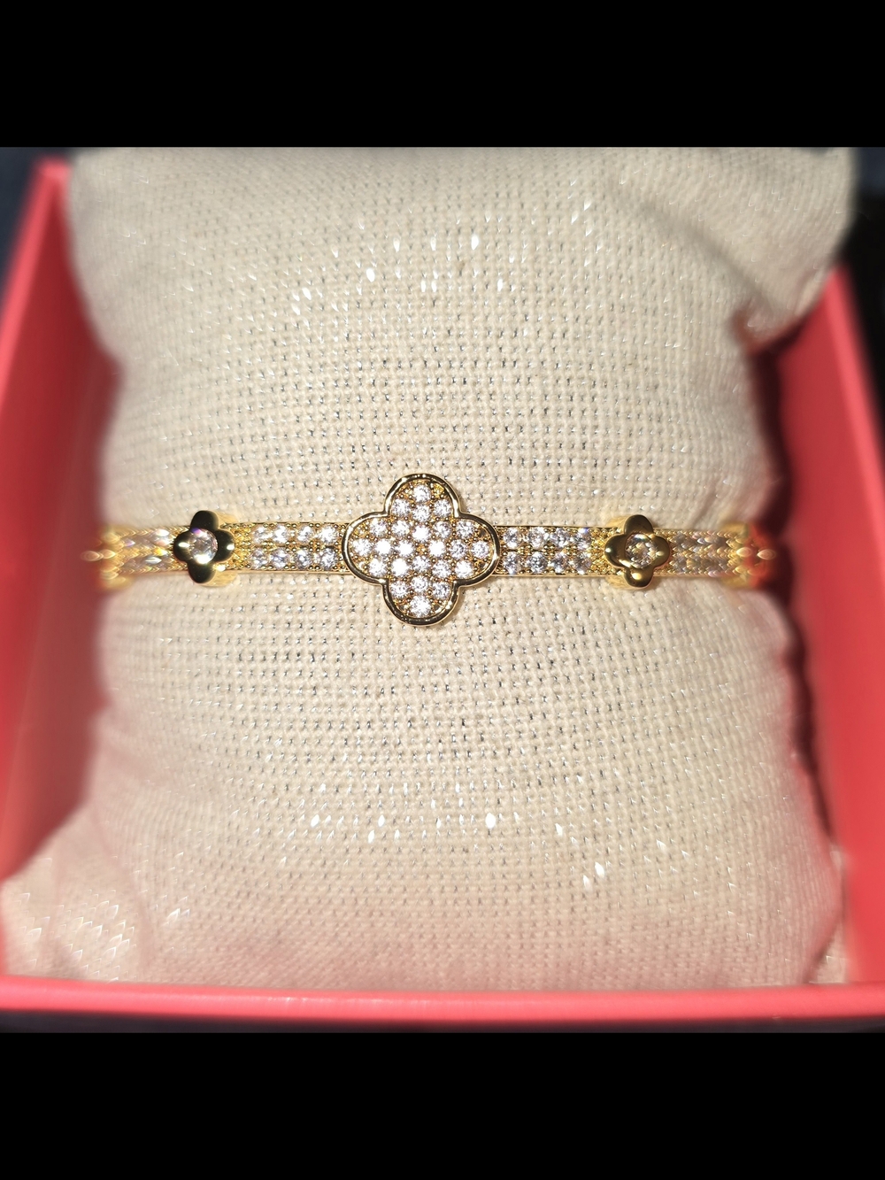 Gold Pave Clover Bracelet - Women's Jewelry